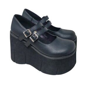 Demonia Kera-08 Platform Mary Jane Shoes Womens Size 6 Black Double Strap Goth